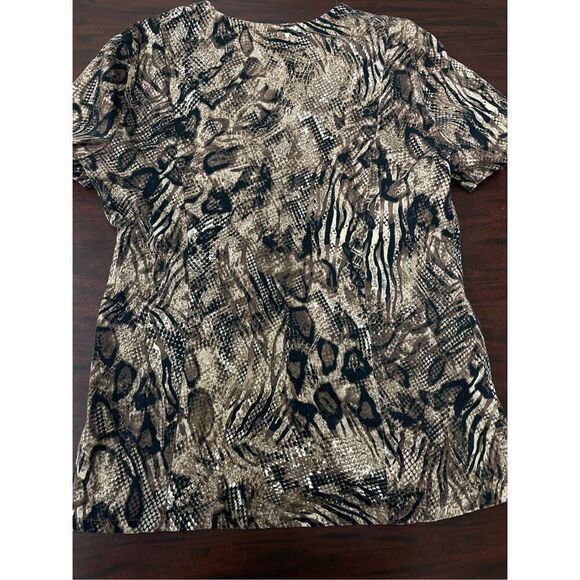 Landau Snake Skin Print V-Neck Scrub Top Size Small - Picture 3 of 6